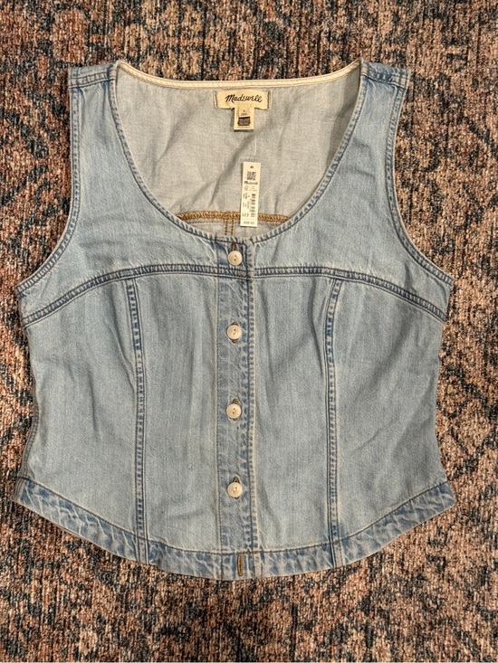 Madewell Tops - Madewell Light Blue Denim Button Tank